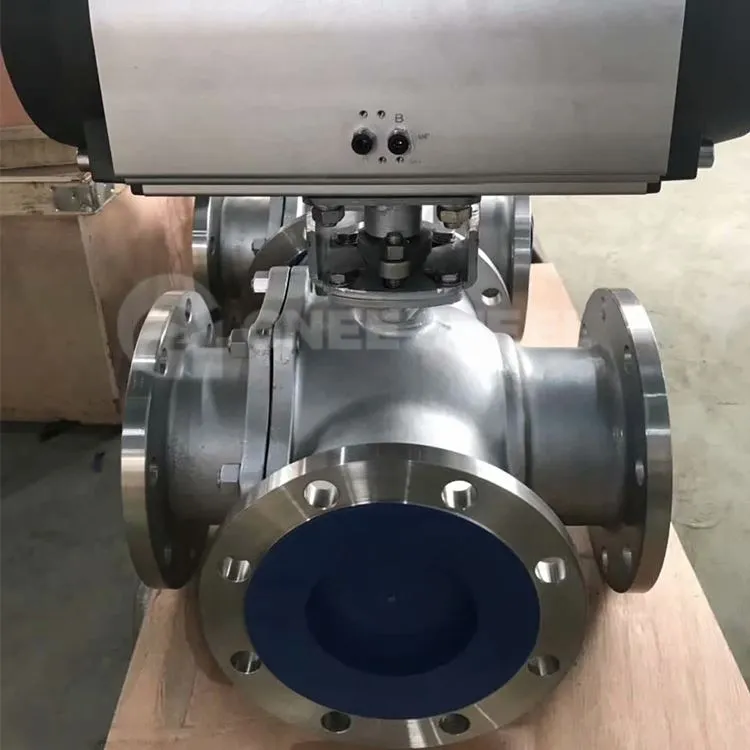 Pneumatisk 3-veis kuleventil i rustfritt stål